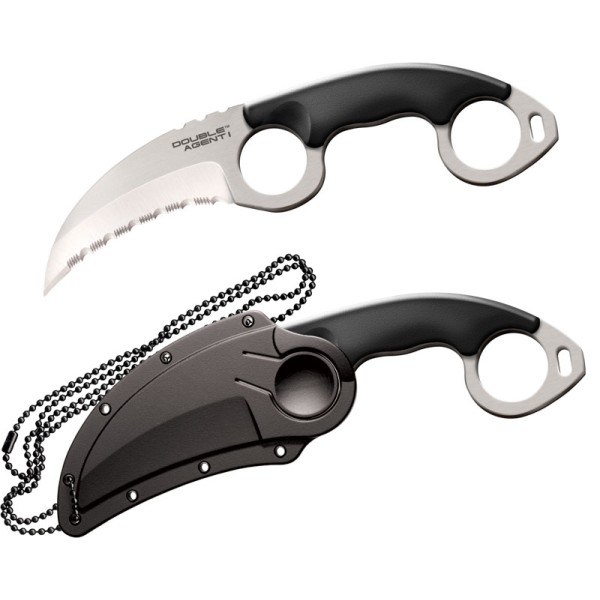 Nôž závesný COLD STEEL Double Agent I Serrated CS39FKS, zúbkovaný - čierny