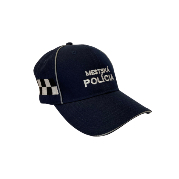 Šiltovka baseball MESTSKÁ POLÍCIA so šachovnicou - tmavomodrá