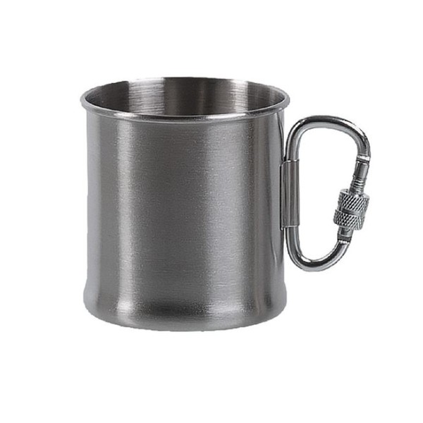 Hrnček nerezový MIL-TEC Carabiner Cup, nerezový s karabínkou 250ml - strieborný