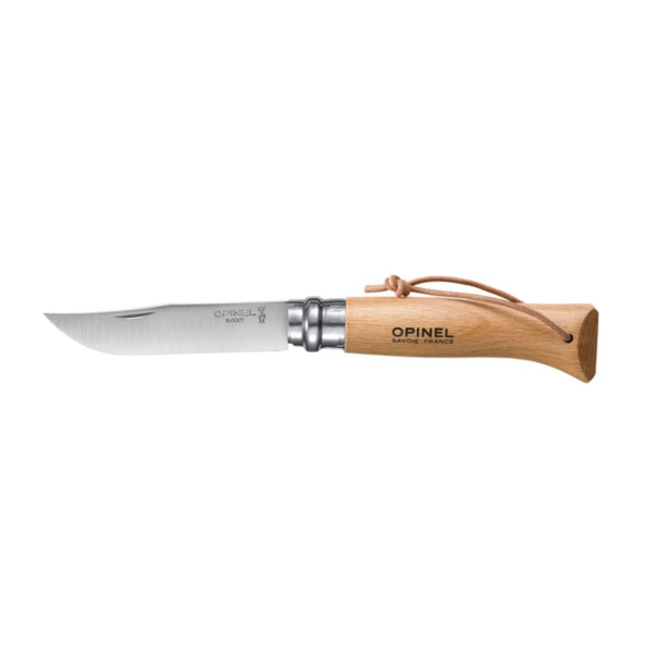 Nôž zatvárací OPINEL No.07 INOX Adventurer s koženou šnúrkou - buk