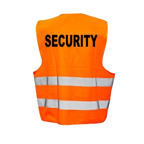 Vesta reflexná s potlačou SECURITY - oranžová