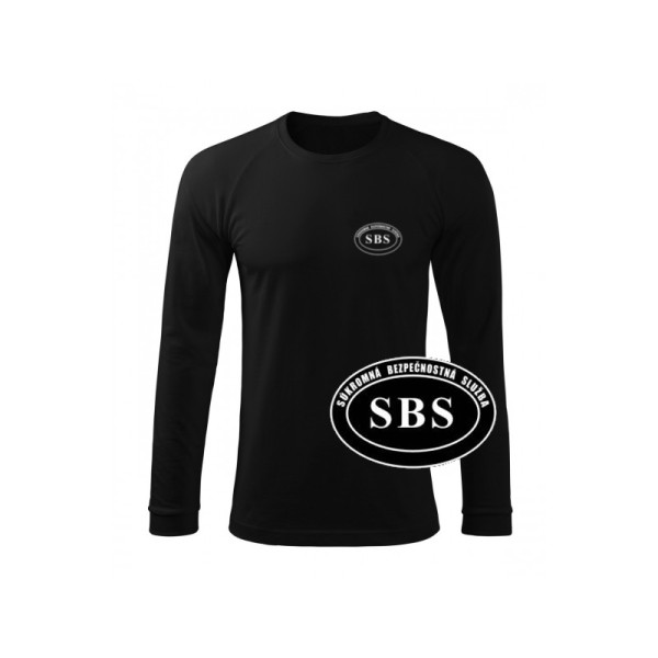 Tričko SBS SECURITY s dlhým rukávom, biela potlač - čierne