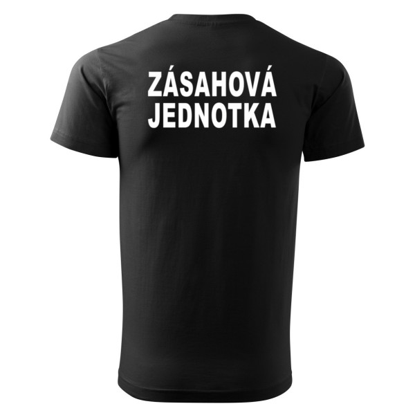 Tričko ZÁSAHOVÁ JEDNOTKA s bielym nápisom - čierne