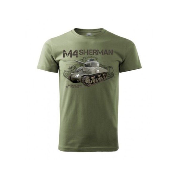 Tričko STRIKER s potlačou M4 SHERMAN - olivové