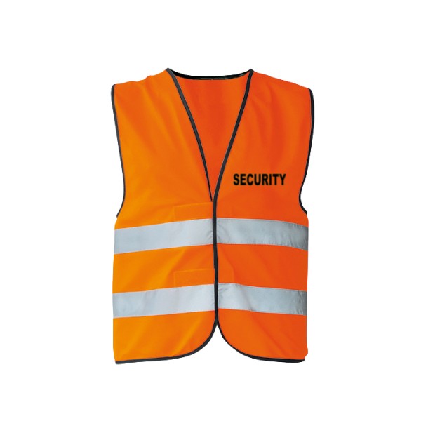 Vesta reflexná s potlačou SECURITY - oranžová