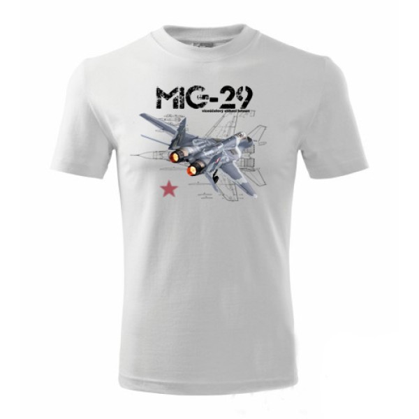 Tričko STRIKER s potlačou MIG-29 - biele