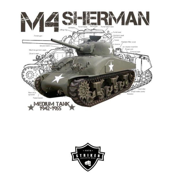 Tričko STRIKER s potlačou M4 SHERMAN - olivové