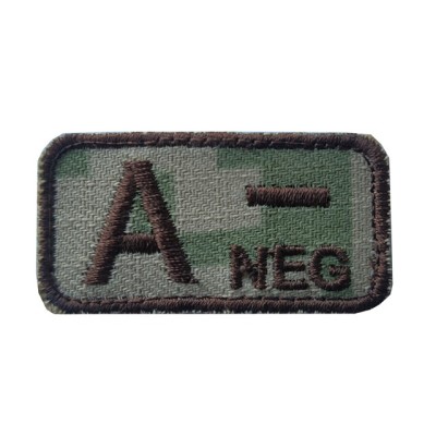 Nášivka označenie krvnej skupiny A- NEG so SZ - digital púšť