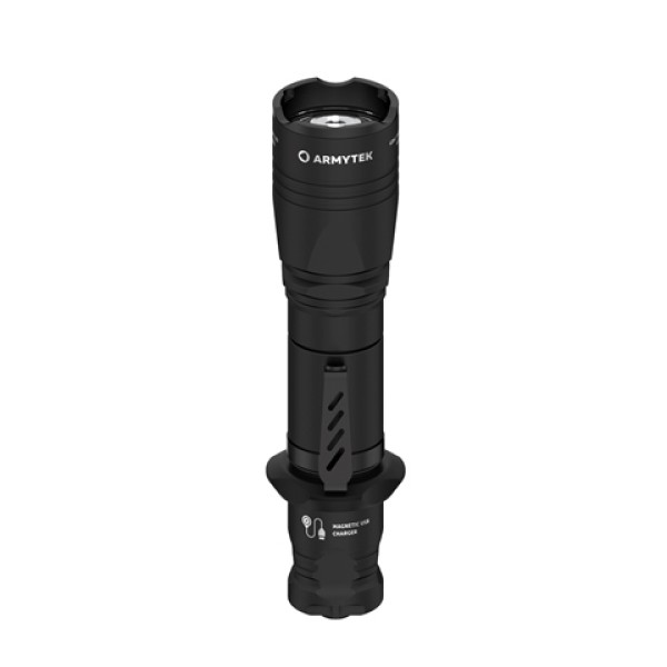 Svietidlo ručné taktické LED ARMYTEK Dobermann Pro Magnet USB, nabíjateľné - čierne