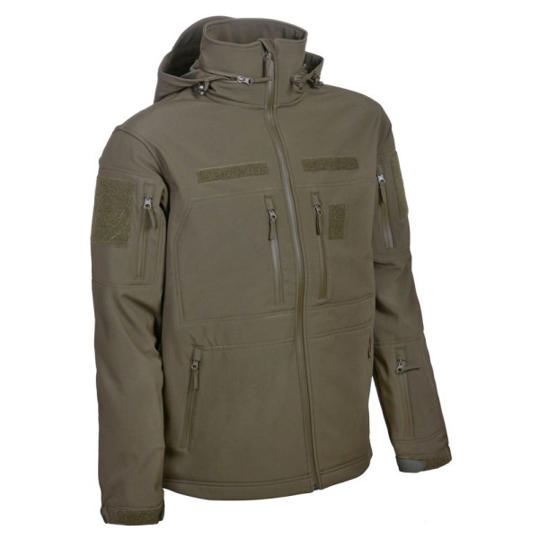 Bunda nepremokavá GURKHA TACTICAL Bravo Softshell s kapucňou - olivová