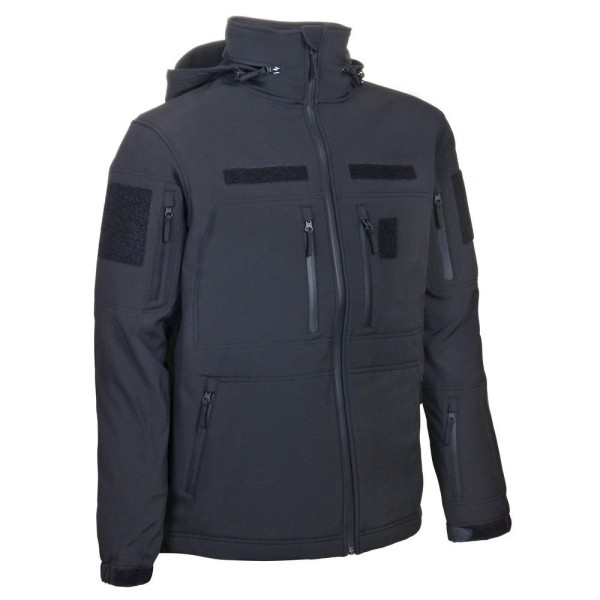 Bunda nepremokavá GURKHA TACTICAL Bravo Softshell s kapucňou - čierna