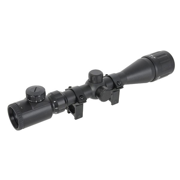 Puškohľad PCS 3-9x40 AOE podsvietený, s reguláciou paralaxy, s montážou 22mm - čierny