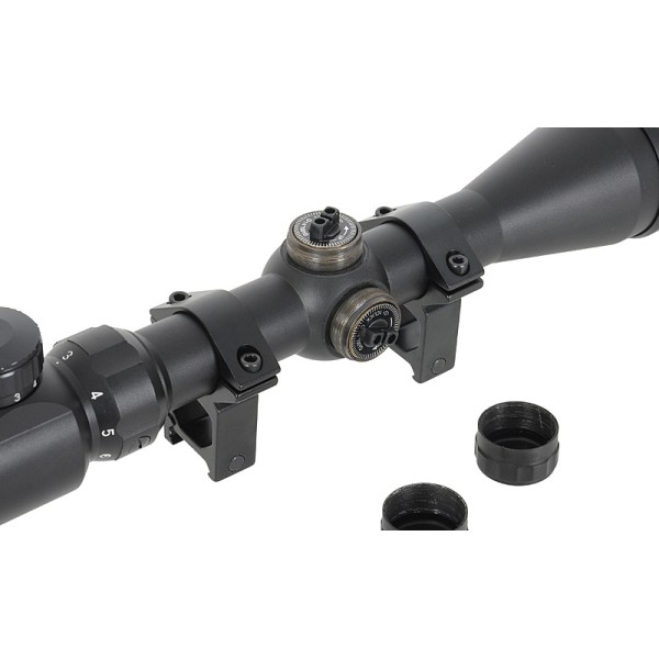 Puškohľad PCS 3-9x40 AOE podsvietený, s reguláciou paralaxy, s montážou 22mm - čierny