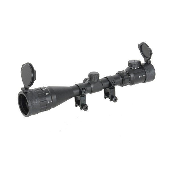 Puškohľad PCS 3-9x40 AOE podsvietený, s reguláciou paralaxy, s montážou 22mm - čierny