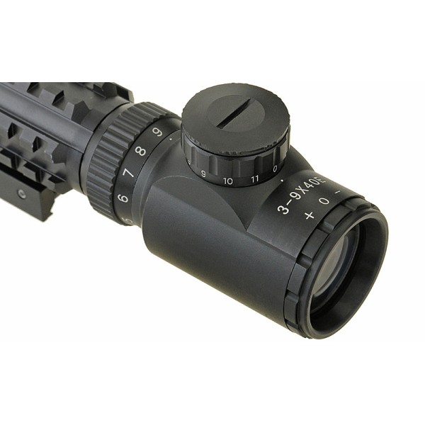 Puškohľad PCS 3-9x40 podsvietený, s montážou 22mm - čierny