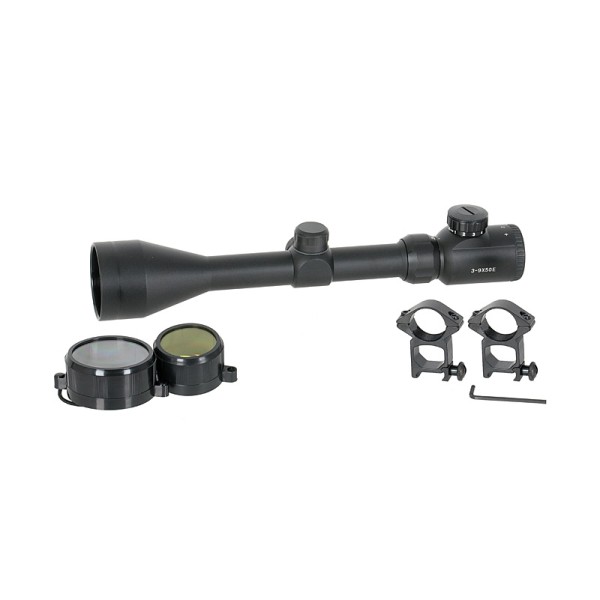 Puškohľad PCS 3-9x50E podsvietený, so zvýšenou montážou 22mm - čierny