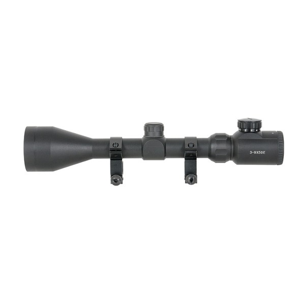 Puškohľad PCS 3-9x50E podsvietený, so zvýšenou montážou 22mm - čierny