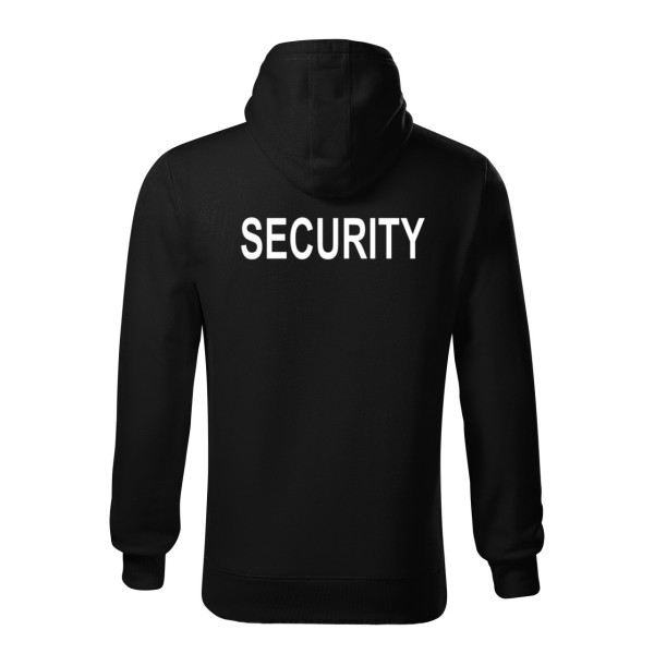 Mikina SBS SECURITY čierna s kapucňou - biela potlač