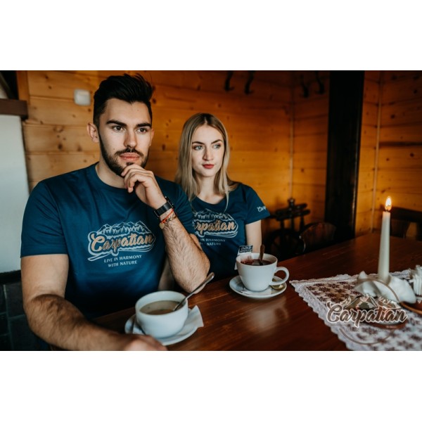 Tričko CARPATIAN pánske s vyšívaným motívom - petrol blue
