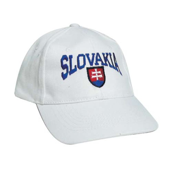 Šiltovka SLOVAKIA veľký nápis - bavlnená - biela