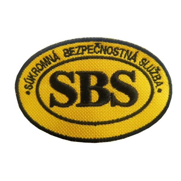 Nášivka SBS elipsa - žltá s čiernym písmom
