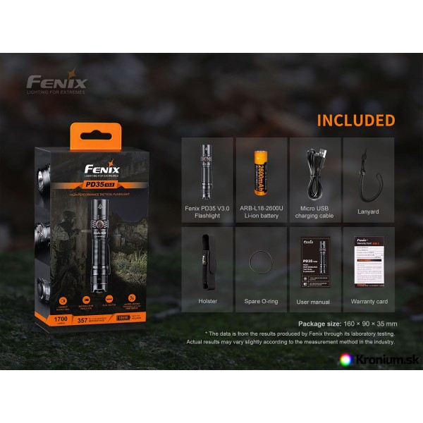 Svietidlo taktické FENIX PD35 V3.0 nabíjateľné - čierne