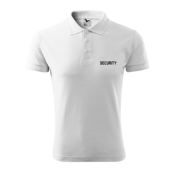 Polokošeľa SECURITY 180g s čiernym nápisom - biela