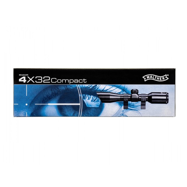 Puškohľad WALTHER 4x32 Compact so zvýšenou montážou 11mm a podhľadom