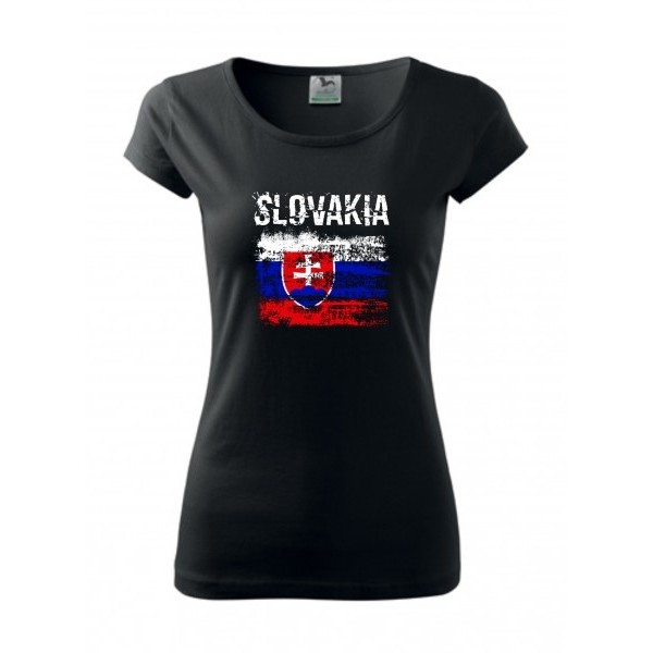 Tričko SLOVAKIA raster dámske - čierne