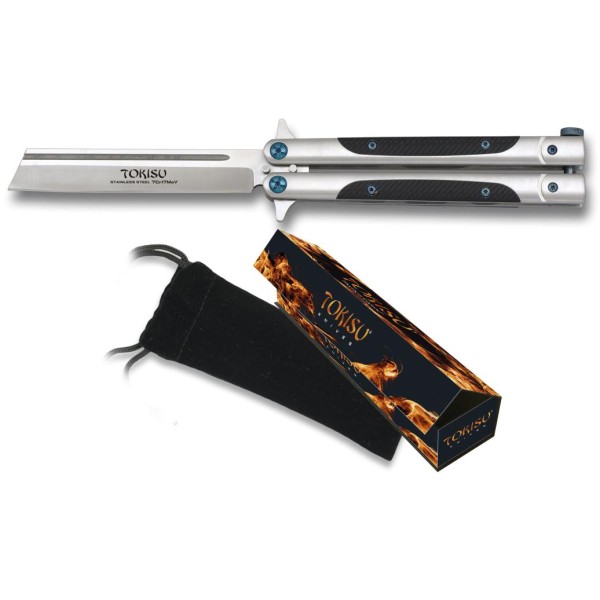 Nôž zatvárací motýlik TOKISU MA 02174, 10cm  - strieborný