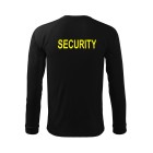 Tričko SECURITY s dlhým rukávom, žltá potlač - čierne