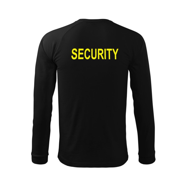 Tričko SECURITY s dlhým rukávom, žltá potlač - čierne
