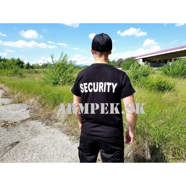 Tričko SBS SECURITY s bielou potlačou - čierne
