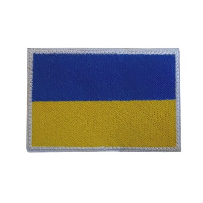 Nášivka UKRAJINA so suchým zipsom 7,6x5,2cm - biely okraj