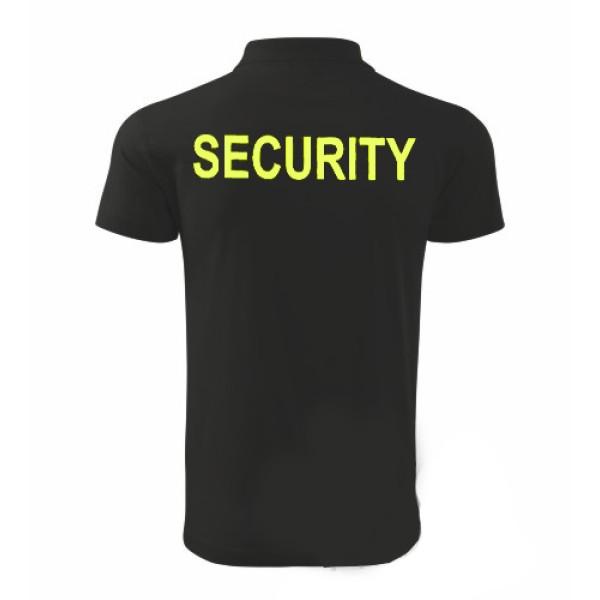 Polokošeľa SECURITY 180g so žltým nápisom - čierna