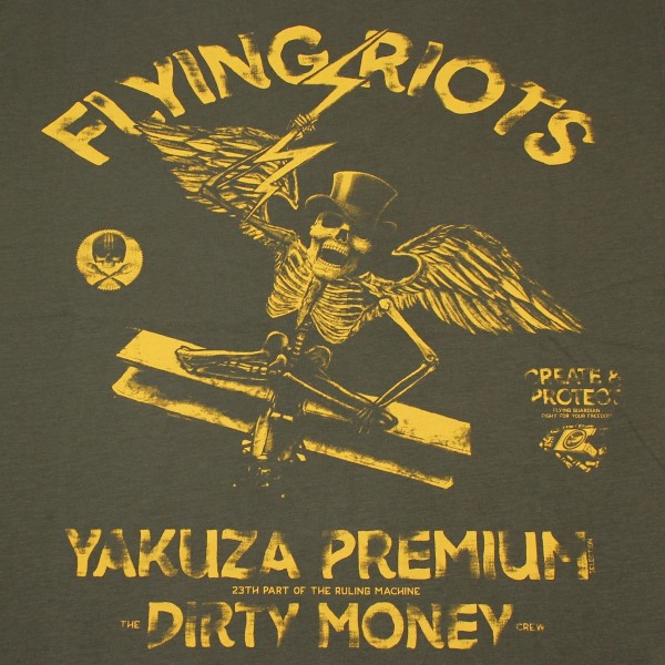 Tričko YAKUZA Flying Riots - olivové
